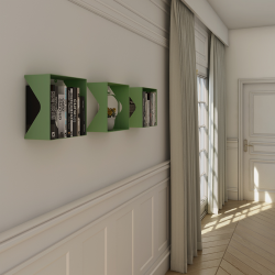Étagères murales en acier Agate coloris vert dans un salon