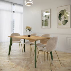 Table rectangulaire décor chêne clair Orion dans une salle à manger