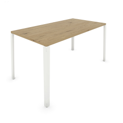Table à manger rectangulaire décor chêne clair coloris blanc Centaure
