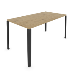 Table à manger rectangulaire décor chêne clair coloris noir Centaure