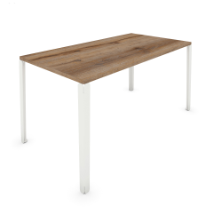 Table à manger rectangulaire décor chêne vieilli coloris blanc Draco