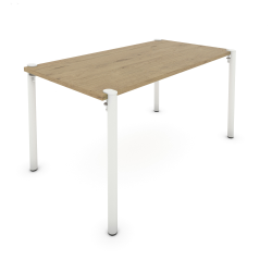 Table à manger rectangulaire décor chêne clair coloris blanc Andromède
