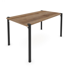 Table à manger rectangulaire décor chêne vieilli coloris noir Ursa