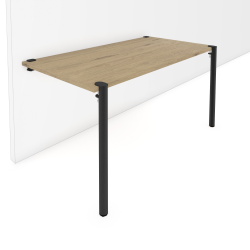 Table murale rectangulaire décor chêne clair coloris noir Cassiopée
