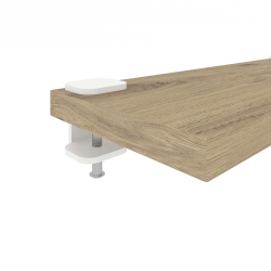 Détail petite étagère murale décor chêne clair, support coloris blanc