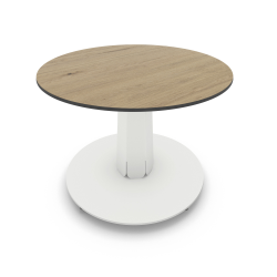 Table basse ronde décor chêne clair coloris blanc Pégase