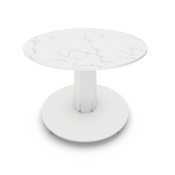 Table basse ronde décor marbre coloris blanc Cygne