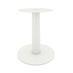 Table à manger ronde décor marbre équipée d'un pied central acier Zircon coloris blanc