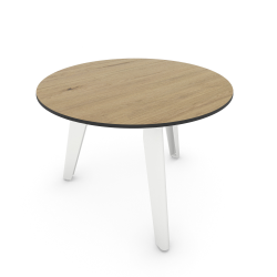 Table basse ronde décor chêne clair coloris blanc Epsilon