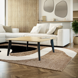 Jolie table basse avec des pieds acier opale coloris carbone