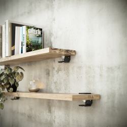 Supports muraux Grenat, coloris noir, dans un salon.