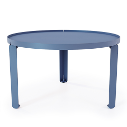 Table basse en acier Jade de forme ronde, coloris bleu