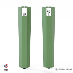 Lot de deux pieds de table basse en acier vert Saphir