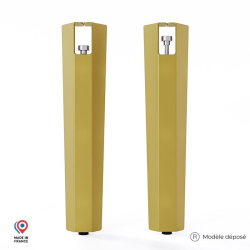 Lot de deux pieds de table basse en acier doré Saphir