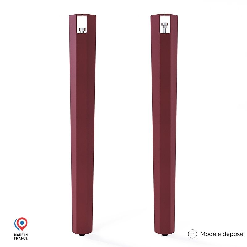 Lot de deux pieds de table haute Saphir en acier red brown