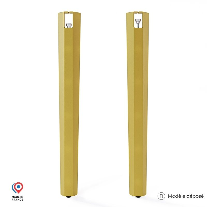 Lot de deux pieds de table haute Saphir en acier doré