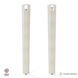 Lot de deux pieds de table haute Saphir en acier coloris champagne