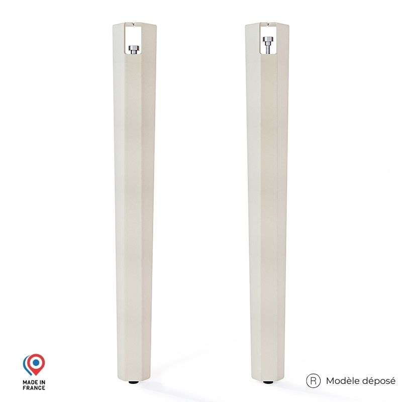 Lot de deux pieds de table haute Saphir en acier coloris champagne