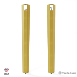 Lot de deux pieds de table mange debout Saphir en acier doré