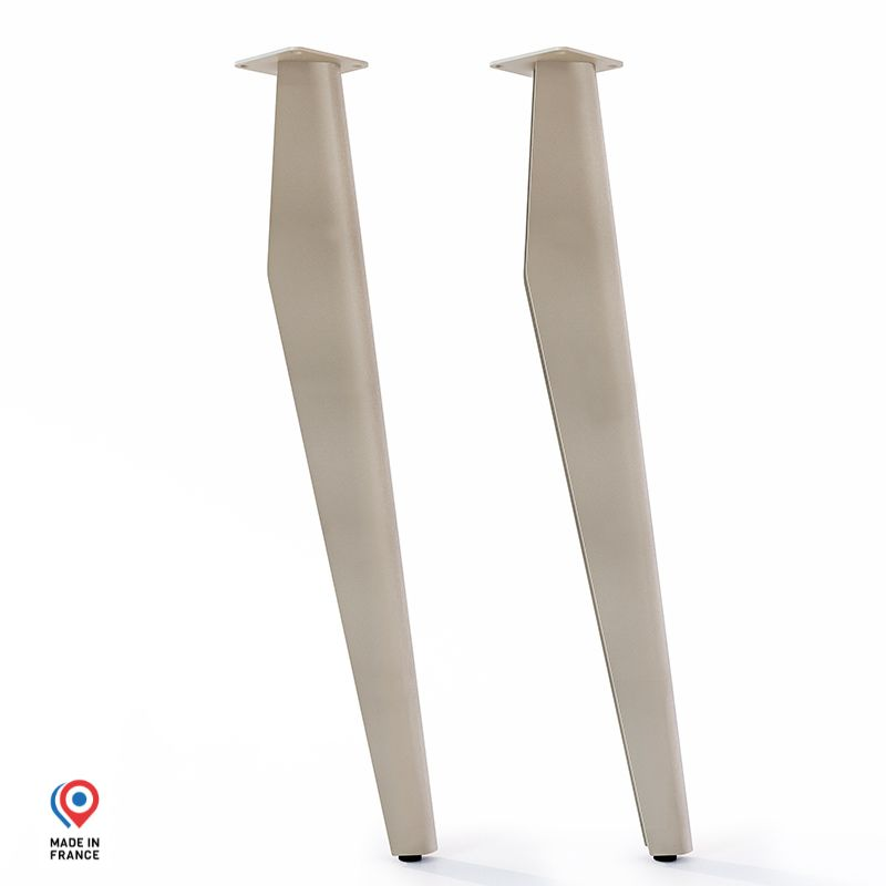 Pieds de table mange debout Opale en acier coloris champagne
