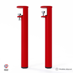 Lot de deux pieds de table basse Topaze en acier coloris rouge