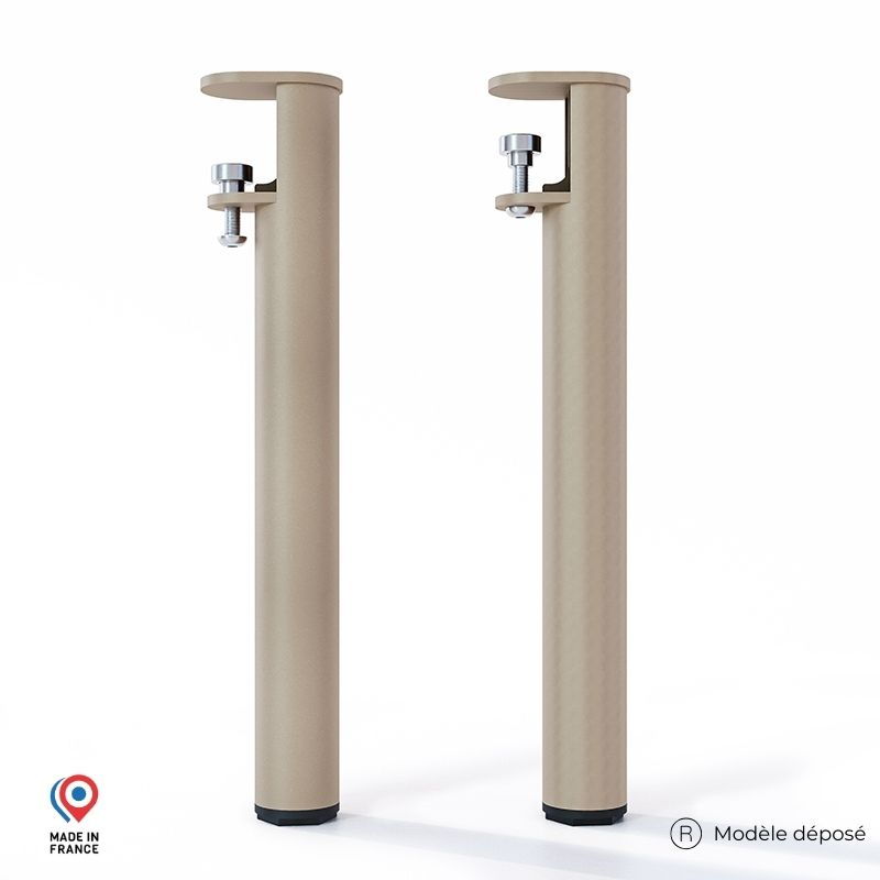 Lot de deux pieds de table basse Topaze en acier coloris champagne