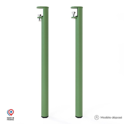 Lot de deux pieds de table haute Topaze en acier vert
