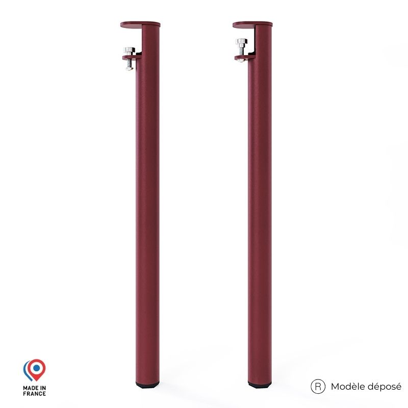 Lot de deux pieds de table haute Topaze en acier red brown