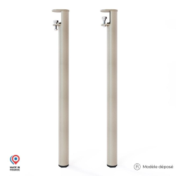 Lot de deux pieds de table haute Topaze en acier coloris champagne