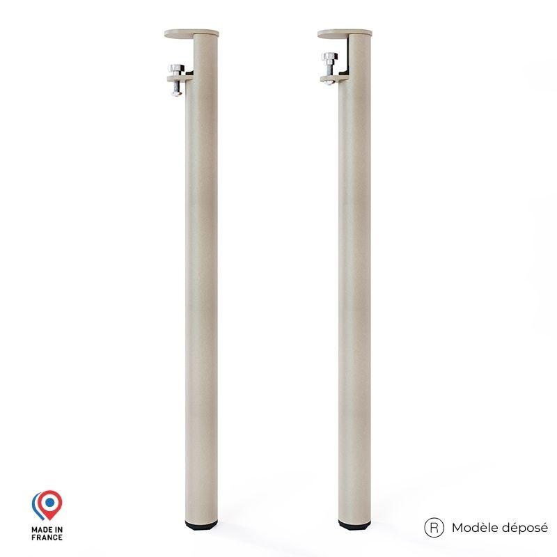 Lot de deux pieds de table haute Topaze en acier coloris champagne