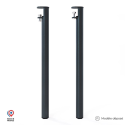 Lot de deux pieds de table haute Topaze en acier noir