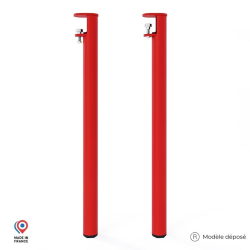 Lot de deux pieds de table mange debout Topaze en acier rouge