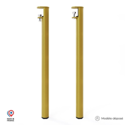Lot de deux pieds de table mange debout Topaze en acier doré