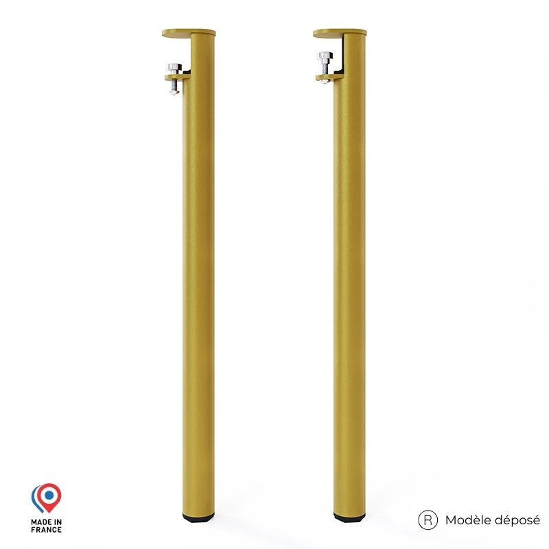 Lot de deux pieds de table mange debout Topaze en acier doré