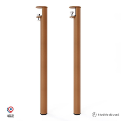 Lot de deux pieds de table mange debout Topaze en acier marron