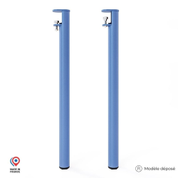 Lot de deux pieds de table mange debout Topaze en acier bleu