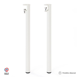 Lot de deux pieds de table mange debout Topaze en acier blanc