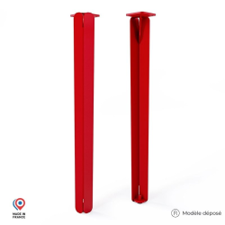 Lot de deux pieds de table haute Jaspe en acier coloris rouge