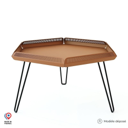 Table de jardin en acier Céleste coloris marron avec pieds épingle noirs