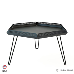 Table de jardin en acier Céleste noire avec pieds épingle noirs