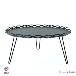 Table basse de jardin Aura en acier noir avec pieds épingle noirs