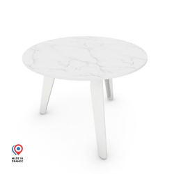 Table basse ronde décor marbre coloris blanc Colombe