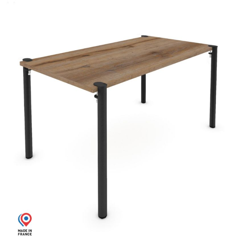 Table à manger rectangulaire décor chêne vieilli coloris noir Ursa