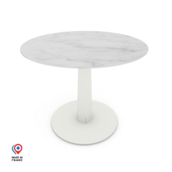 Table à manger ronde décor marbre coloris blanc Aquila