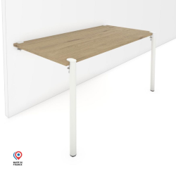 Table murale rectangulaire décor chêne clair coloris blanc Cassiopée