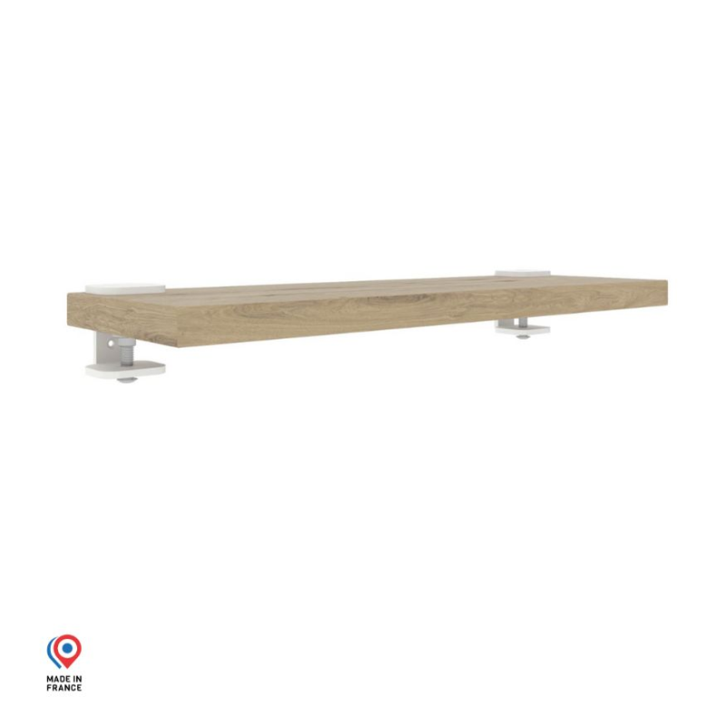 Petite étagère murale décor chêne clair coloris blanc Saturne