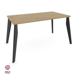 Table à manger rectangulaire décor chêne clair coloris noir Orion