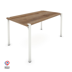 Table à manger rectangulaire décor chêne vieilli coloris blanc Ursa