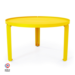Table basse en acier Jade de forme ronde, coloris jaune