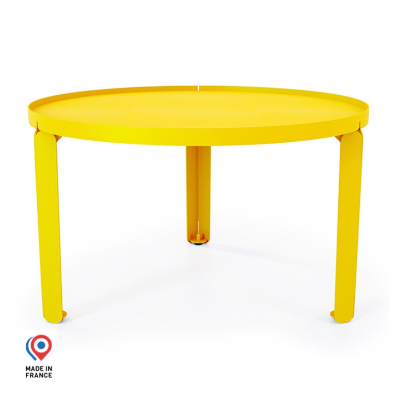 Table basse en acier Jade de forme ronde, coloris jaune
